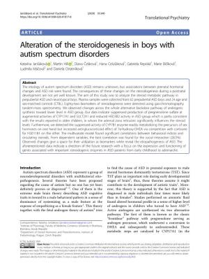 Alteration of the Steroidogenesis in Boys with Autism Spectrum Disorders