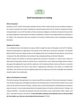 Brief Introduction to Fasting