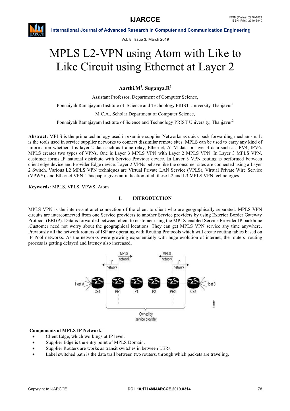 MPLS L2-VPN Using Atom with Like to Like Circuit Using Ethernet at Layer 2