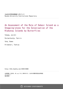 An Assessment of the Role of Sebesi Island As a Stepping-Stone for the Colonisation of the Klakatau Islands by Butterflies