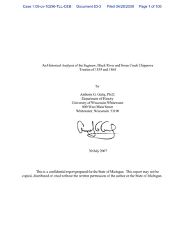 An Historical Analysis of the Saginaw, Black River and Swan Creek Chippewa Treaties of 1855 and 1864