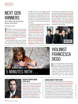 Violinist Francesca Dego Next Gen Winners 5 Minutes With