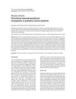 Review Article Vincristine-Induced Peripheral Neuropathy in Pediatric Cancer Patients