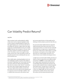 Can Volatility Predict Returns?
