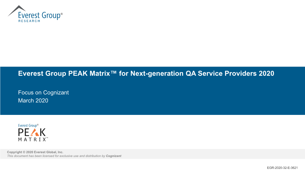 Everest Group PEAK Matrix™ for Next-Generation QA Service Providers 2020