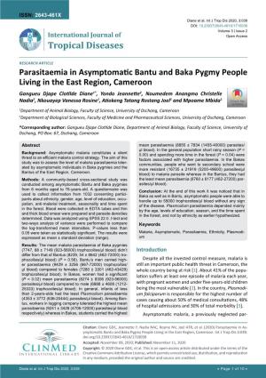 Parasitaemia in Asymptomatic Bantu and Baka Pygmy People Living In