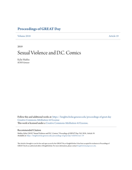 Sexual Violence and D.C. Comics Kylie Mathis SUNY Geneseo