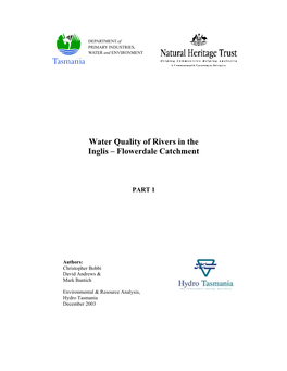 Water Quality of Rivers in the Inglis – Flowerdale Catchment