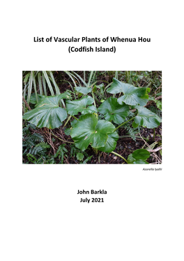 List of Vascular Plants of Whenua Hou (Codfish Island)