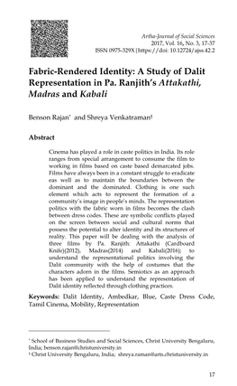 A Study of Dalit Representation in Pa. Ranjith's Attakathi