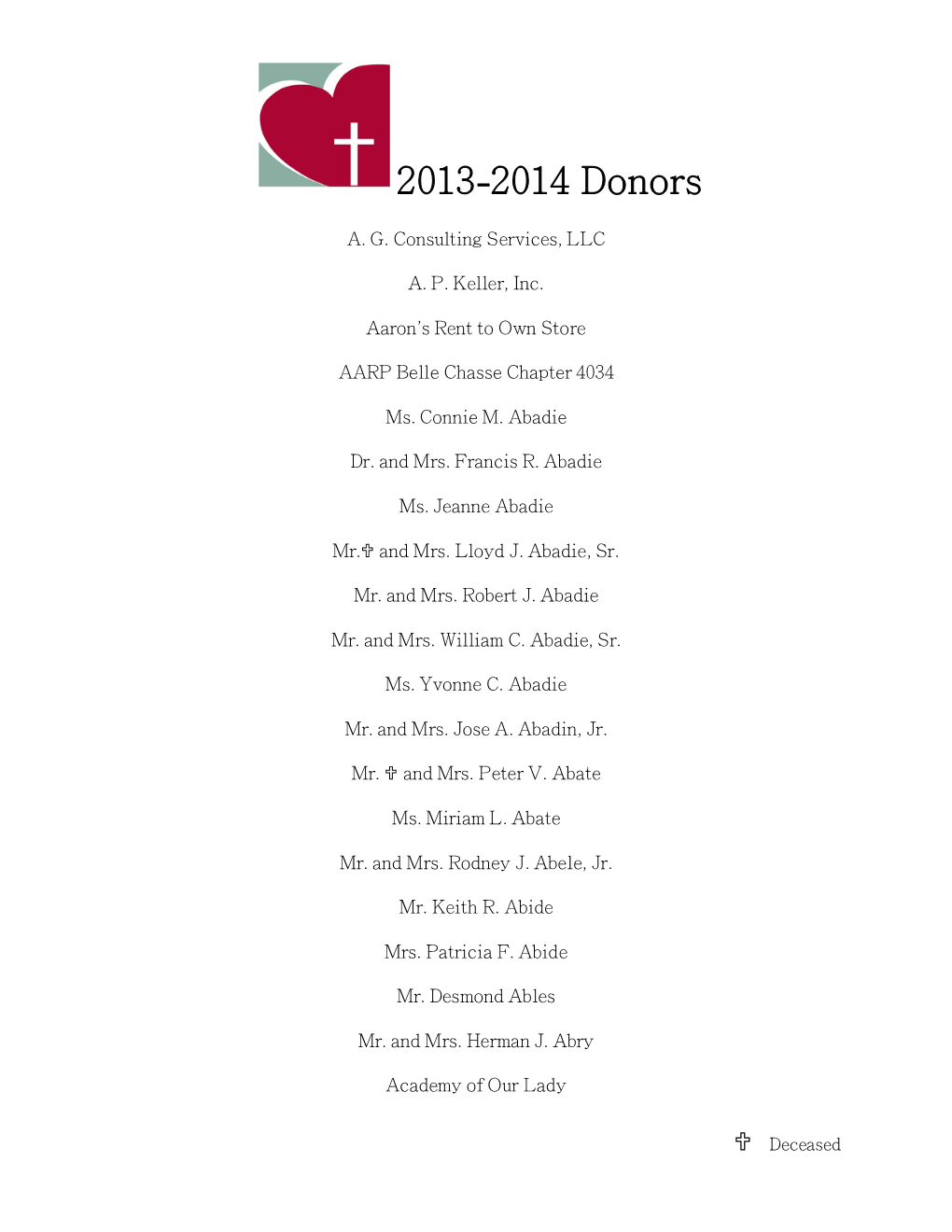 2013-2014 Donors