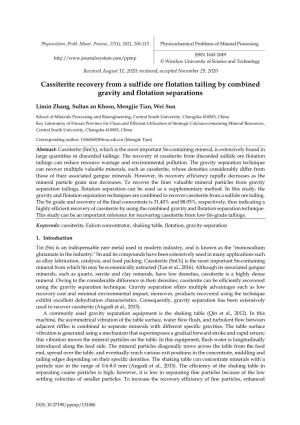 Cassiterite Recovery from a Sulfide Ore Flotation Tailing by Combined Gravity and Flotation Separations