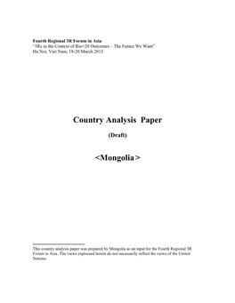 Country Analysis Paper &lt;Mongolia&gt;