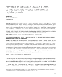 Architettura Del Settecento a Episcopio Di Sarno. La Scala Aperta Nella Residenza Tardobarocca Tra Capitale E Provincia