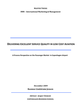 Delivering Excellent Service Quality in Low Cost Aviation