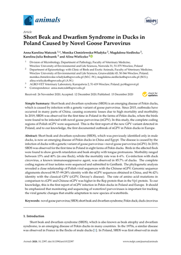 Short Beak and Dwarfism Syndrome in Ducks in Poland Caused