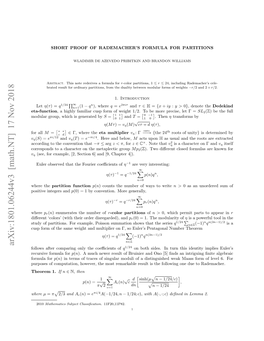 Short Proof of Rademacher's Formula for Partitions