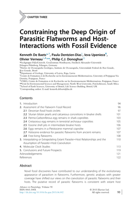 Constraining the Deep Origin of Parasitic Flatworms and Host- Interactions with Fossil Evidence