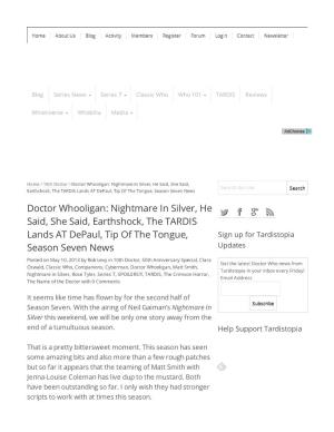 The TARDIS Lands at Depaul, Tip of the Tongue, Season Seven News | Tardistopi…