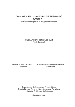 COLOMBIA EN LA PINTURA DE FERNANDO BOTERO El Realismo Mágico En El Imaginario Boteriano