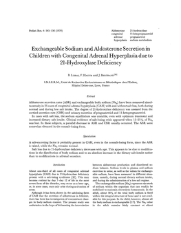 Exchangeable Sodium and Aldosterone Secretion in Children with Congenital Adrenal Hyperplasia Due to 21-Hydroxylase Deficiency