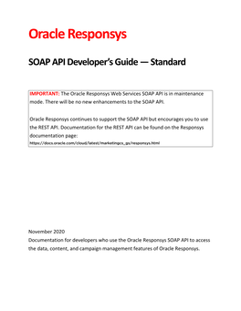 Oracle Responsys SOAP API Developer's Guide