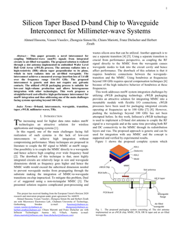 Silicon Taper Based D-Band Chip to Waveguide Interconnect For