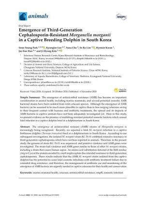 Emergence of Third-Generation Cephalosporin-Resistant Morganella Morganii in a Captive Breeding Dolphin in South Korea