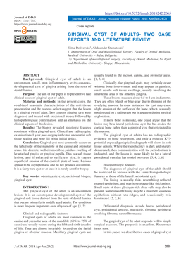 Gingival Cyst of Adults- Two Case Reports and Literature Review