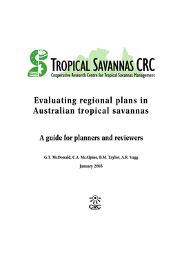 Evaluating Regional Plans in Australian Tropical Savannas