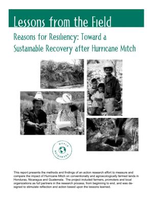 Toward a Sustainable Recovery After Hurricane Mitch