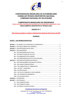 Confederação Brasileira De Automobilismo Conselho Técnico Desportivo Nacional Comissão Nacional De Velocidade