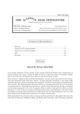 The Massive Star Newsletter