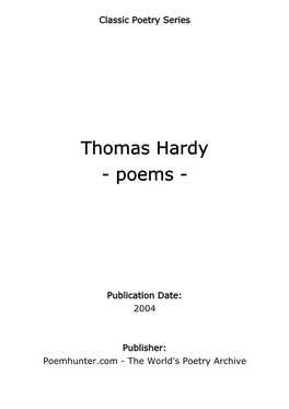 Thomas Hardy - Poems