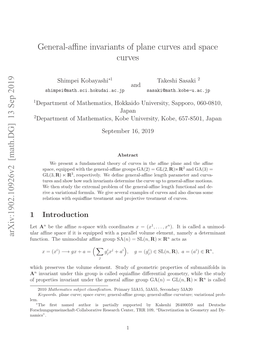 General-Affine Invariants of Plane Curves and Space Curves