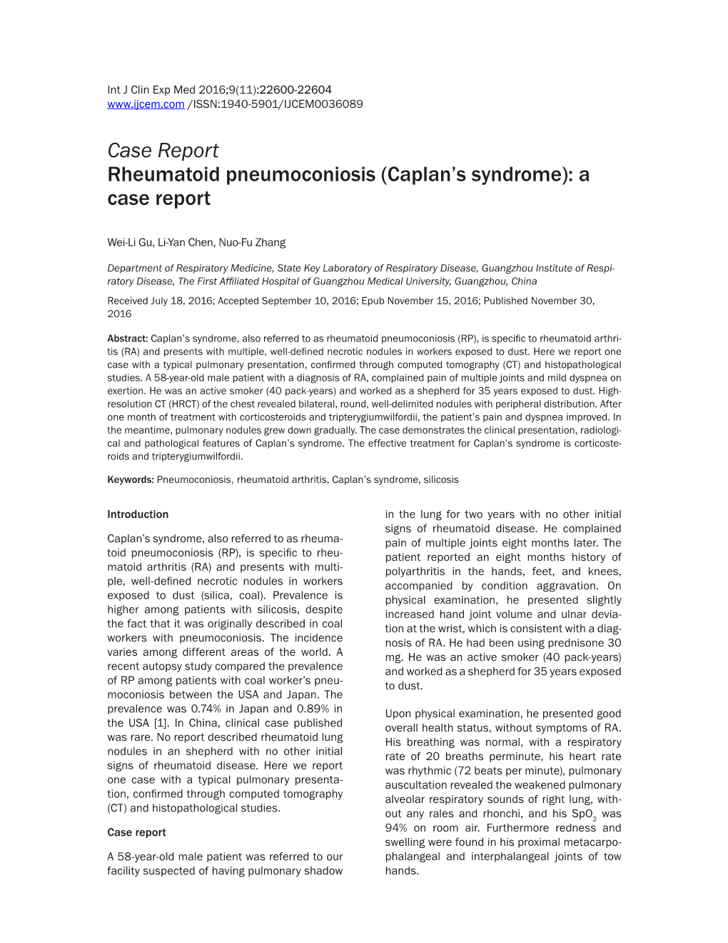 Caplan's Syndrome