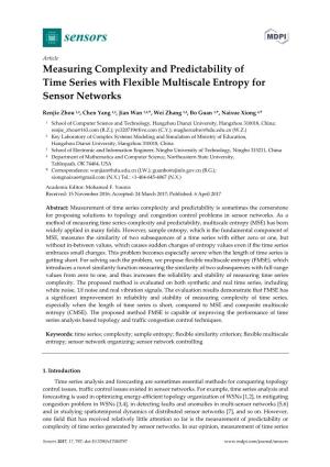 Measuring Complexity and Predictability of Time Series with Flexible Multiscale Entropy for Sensor Networks