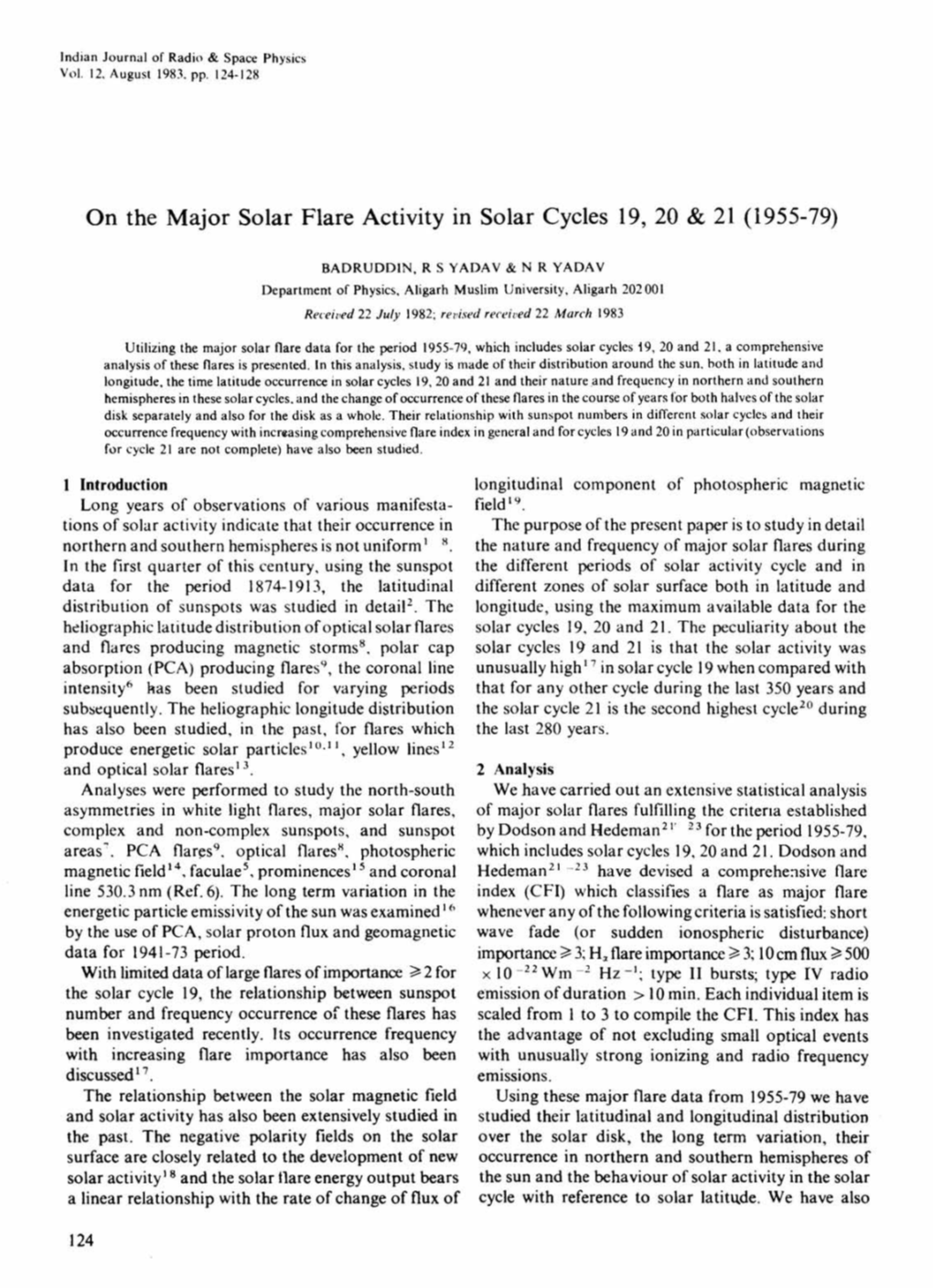 On the Major Solar Flare Activity in Solar Cycles 19,20 & 21 (1955-79)