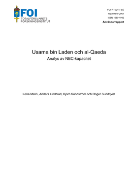 Usama Bin Laden Och Al-Qaeda : Analys Av NBC-Kapacitet