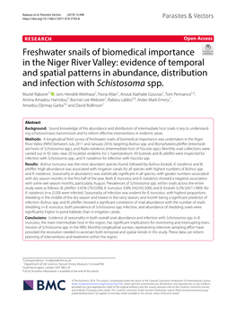 Freshwater Snails of Biomedical Importance in the Niger River Valley