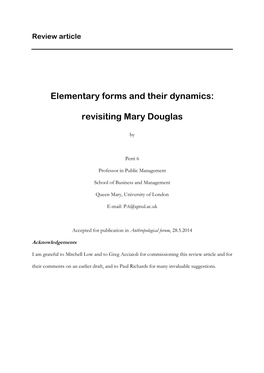 Revisiting Mary Douglas