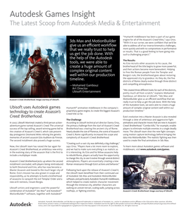 Autodesk Games Insight the Latest Scoop from Autodesk Media & Entertainment