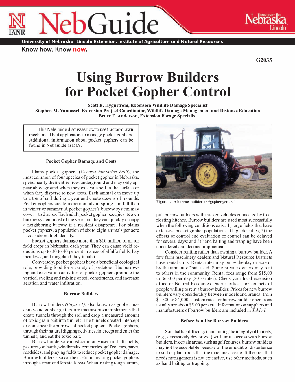 Using Burrow Builders for Pocket Gopher Control Scott E