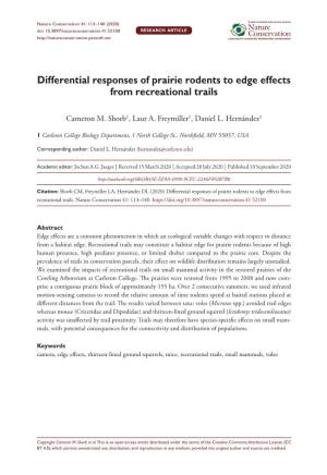 Differential Responses of Prairie Rodents to Edge Effects from Recreational Trails