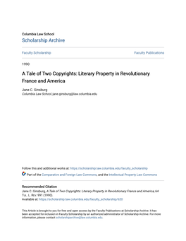 Literary Property in Revolutionary France and America
