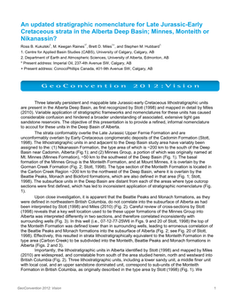 An Updated Stratigraphic Nomenclature for Late Jurassic-Early Cretaceous Strata in the Alberta Deep Basin; Minnes, Monteith Or Nikanassin? Ross B