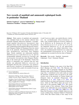 New Records of Nautiloid and Ammonoid Cephalopod Fossils in Peninsular Thailand