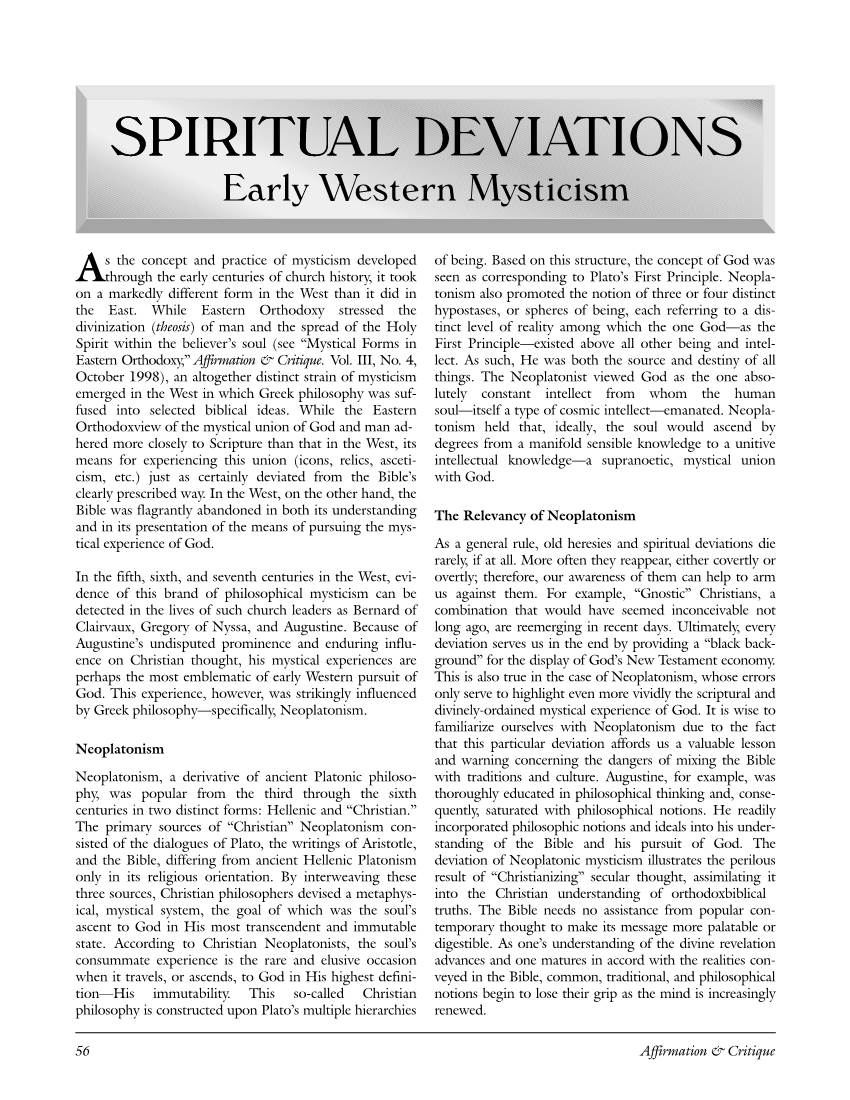 Spiritual Deviations Early Western Mysticism