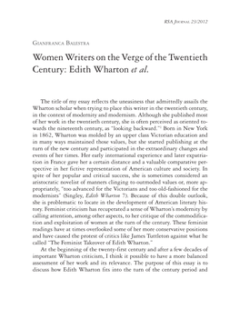 Women Writers on the Verge of the Twentieth Century: Edith Wharton Et Al