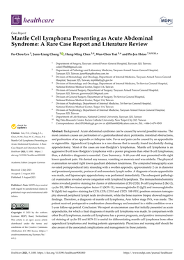 Mantle Cell Lymphoma Presenting As Acute Abdominal Syndrome: a Rare Case Report and Literature Review